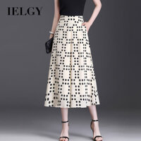 Ielgy Retro chấm bi quần ống rộng dành cho nữ váy cắt nếp