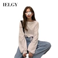 Ielgy Rời Cao Cấp Ngắn Tay Áo Thun Trắng Nữ Áo Thun Nữ Sinh Rốn Rốn Mặc Ngoài