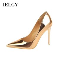 Ielgy Thời Trang Kim Loại Gót Cao Gót Giày Nữ Nông Miệng Mũi Nhọn Hộp Đêm Gợi Cảm Slim Giày Đơn