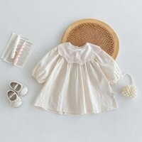 Ig Phong Cách Trẻ Em Quần Áo Bé Gái Đầm Jacquard Xù Cổ Dài Tay Trẻ Em Bé Gái 2-5 Tuổi