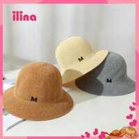 ilina Mũ/Nón cói đi biển Bucket cói giấy trơn,chữ M. Size M 58 - 60cm.PM310