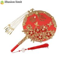 Illusion GIỚI HẠN Quạt Trung Quốc Tua Rua trang trí mờ Phượng hoàng Bó hoa tay phong cách cổ xưa