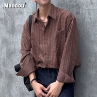 iMaodou Phong Cách Hàn Quốc Mặc Áo Sơ Mi Kiểm Tra Nam Nhẹ Phong Cách Trưởng Thành Quần Áo Nam Đẹp Trai Cao Cấp Dài Tay Áo Sơ Mi Anh Yuppie