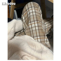 IMAODOU Quần ca rô Kaki dành cho nữ xuân thu 2024 mới eo cao giảm béo và xếp nếp sàn quần lau nhà, ống thẳng dáng rộng quần thường ngày