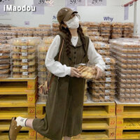 IMAODOU Rời Kích Thước Lớn 150kg Có Mũ Trùm Đầu Bộ Đồ Hai Mảnh Nữ Xuân Thu Mỡ mm Bao Bụng Ôm Hơn Nhìn Dài Tay Váy Mùa Đông