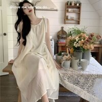 iMaodou Sang Trọng Giữa Chiều Dài Váy Phong Cách Pháp Sling Voan Plus Memory Dress Nữ Mùa Hè Phong Cách Mới Đi Biển Váy Kỳ Nghỉ