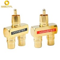 Imbutfl  2 Cái Cho RCA Audio Y Splitter Adapter 1 Nam Đến 2 Nữ Mạ Vàng