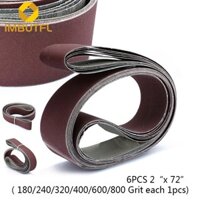 Imbutfl  6 cái / bộ cho đai chà nhám mịn 2 "x 72" Giấy nhám Sander Dây mài mòn 5x182cm