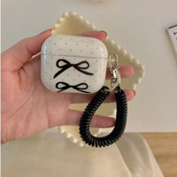 Imd Black Ribbon Bow Polka Dot Apple Bluetooth Tai nghe bảo vệ airpod pro 1 2 3 thế hệ Vỏ chống sốc