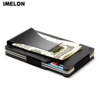 Imelon Hợp kim nhôm Ví dung tích lớn Thời trang Kẹp thẻ RFID đơn giản Ví hợp kim nhôm