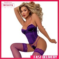 Imixcity 95% polyester 5% spandex đồ lót sexy thắt lưng bằng nhựa bra thong with stockings three-piece sexy underwear