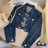 [Imove] Áo khoác Denim hoa đính đá nữ phong cách Hàn Quốc Áo khoác Denim dài tay dáng rộng