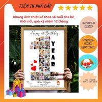IN ẢNH CHO BÉ - Khung ảnh thiết kế theo số tuổi cho bé, khung ảnh thôi nôi làm quà tặng ý nghia