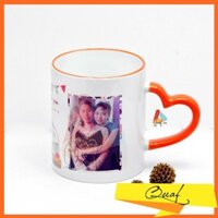 In ảnh lên cốc sứ quai tim viền màu