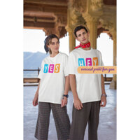 In áo thun đôi bạn thân Unisex cotton với họa tiết “Hey” and “Yes”