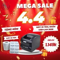 [IN ĐIỆN THOẠI] Máy in đơn hàng, tem nhãn khổ A7, 2 tem Xprinter 365B, máy in đơn kết nối điện thoại khổ A7, 2 tem 35x22
