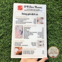 [IN HD] Menu / Bảng giá dịch vụ cho Spa Beauty - Thiết kế thông tin theo yêu cầu Giấy in cao cấp