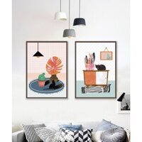 In hình ép gỗ Laminate TRANH SƯU TẦM - Mẫu 2 (2 HCN 2x30x40, 2x40x60). In ảnh theo yêu cầu