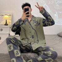 [In Hình Phổ Biến] Bộ Đồ Ngủ Nam Xuân Thu Quần Dài Tay Hoạt Hình Học Sinh Thiếu Niên Nam Plus Kích Thước Thường Ngày Mỏng Đồ Gia Đình