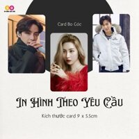 In hình theo yêu cầu Combo 100 Card bo góc kích thước 9 x 5.5cm. Tặng Sleeve bảo vệ Card.