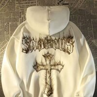 In họa tiết chéo dài tay áo hoodie có mũ trùm đầu Áo khoác nam dáng rộng Oersize