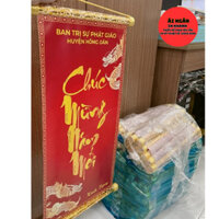 In liễn treo tết nẹp gỗ hoa văn - Ngân In Kỹ Thuật Số