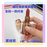 in Stock# 3ce New Amber Water Ripple Lipstick Transparent Acrylic Small Ice Cube Lipstick Cinnamon Milk Tea Cow Blood Strawberry Red 12cc