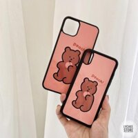 [IN THEO YÊU CẦU] ỐP LƯNG, CASE NHỰA, VIỀN SILICON GẤU HỒNG ĂN ĐÀO DÀNH CHO CÁC DÒNG IPHONE/SAMSUNG/OPPO