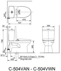INAX C-504VWN – Bồn cầu 2 khối nắp êm