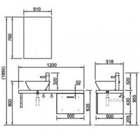 INAX CB1206-4IF-B – Tủ lavabo