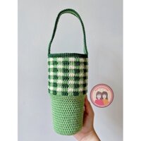 (Inbox size ly)  Túi đựng ly giữ nhiệt - hoạ tiết gingham