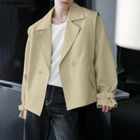 Incerun Nam Áo khoác dài tay màu trơn Hàn Quốc