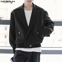 Incerun Nam Hàn Quốc Áo khoác dài tay có ve áo màu trơn thông thường