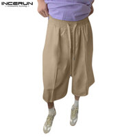 Incerun Nam Hàn Quốc Quần short thời trang thẳng màu trơn dáng rộng thông thường