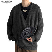 Incerun Nam Hàn Quốc Thời Trang Giải Cấu Trúc Cổ Chữ Thập Áo Chui Đầu Rời