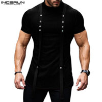 Incerun Nam Vintage Thời Trang Ruy Băng Kim Loại Nút Áo Thun Dài Tay