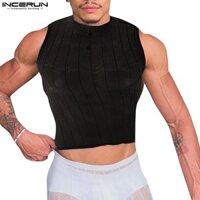 Incerun Nam Vintage Thường xuyên xuyên xuyên thấu sọc không căng thẳng Xe tăng thời trang