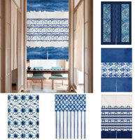 Indigo Nhật Bản Rèm Cửa Shibori Tie Dye Họa Tiết Doorway Rèm Nhà Vệ Sinh Gia Đình Rèm Paron Trang Trí Nhà Bếp