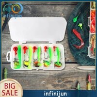 [Infinijun.vn] Bộ 5 Mồi Câu Cá Giun Mồi Nhân Tạo Có Móc Đầu Jig & Thìa Spinner