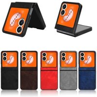 Infinixzeroflip Vỏ Dành Cho Infinix Zero Flip Tecno Phantom V Flip 2 Retro Litchi Họa Tiết Da Chống Sốc Cứng Vỏ Điện Thoại Di Động