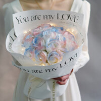 Influencer Crushed Ice Blue Rose Bó Hoa Xà Phòng Hoa Thành Phẩm Đính Hôn Cổ Giấy Chứng Nhận Chụp Ảnh 38 Ngày Nữ