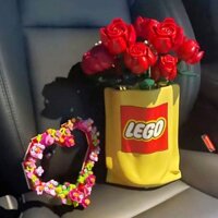 Influencer Phong Cách Lego Hoa Hồng Khối Xây Dựng Hoa Đặc Biệt Bình Gốm Hiện Đại Ánh Sáng Sang Trọng Phong Cách Kem Khách Nhà Hàng Để Bàn Trang Trí