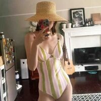 Influencer Phong Cách Sọc Đồ Bơi Nữ Cao Cấp Cảm Giác Một Mảnh Sọc Gợi Cảm Bikini Nhỏ Ngực Bao