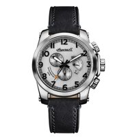 Ingersoll Men's Stainless Steel Quartz Watch with Leather Strap, Black (Model: I03002)