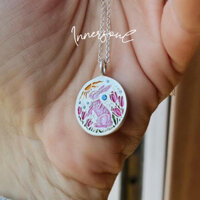 Innersoul * Niche Sơn Dầu Nhỏ Giọt Thỏ Yếu Tố Nơ Hình Bầu Dục Tarot Vòng Cổ Thép Không Gỉ Giữ Màu Mạ Điện Vàng 18K