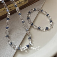 Innersoul * S925 Sterling Silver Niche Design Bộ vòng cổ màu tương phản pha lê phong cách Hàn Quốc