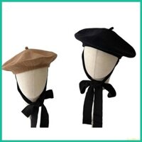 Innlike1 Mũ ren dễ thương cho bé gái Mũ nồi vải len có dây đeo có thể điều chỉnh Thiết kế