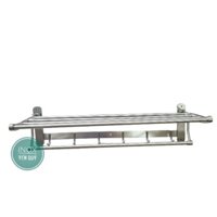 INOX 304 50/60CM GIÁ KỆ TREO KHĂN TẮM - KỆ ĐỂ KHĂN KÈM MÓC TREO CÓ THỂ DÁN TƯỜNG HOẶC KHOANq