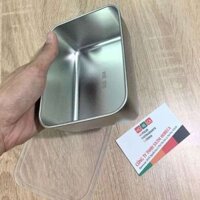 [Inox 304] Hộp đựng bảo quản thực phẩm tủ lạnh, thêm nắp nhựa, dùng được cho lò vi sóng, hình chữ nhật