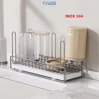 [Inox 304] Khay úp cốc có khay hứng nước, giá úp ly cốc inox không gỉ